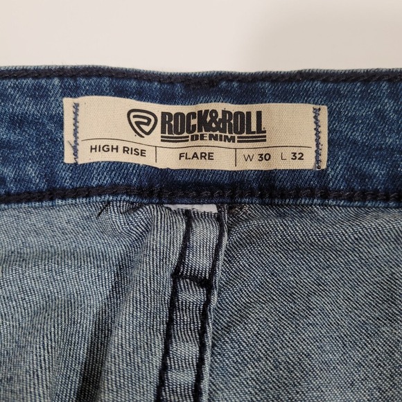 Rock & Roll Denim Women High Rise Flare Jeans Wide Leg Retro Style W30 L32 NWT - Picture 3 of 6